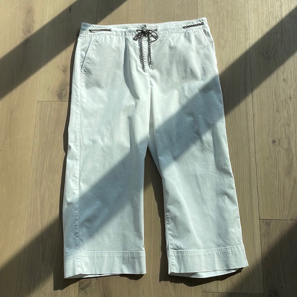 TALBOTS wide crop white drawstring pants